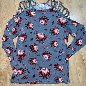 Daytrip Blue Floral Cutout Blouse
